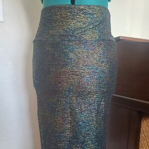 LuLaRoe Multicolor Shimmer Midi Pencil Skirt
